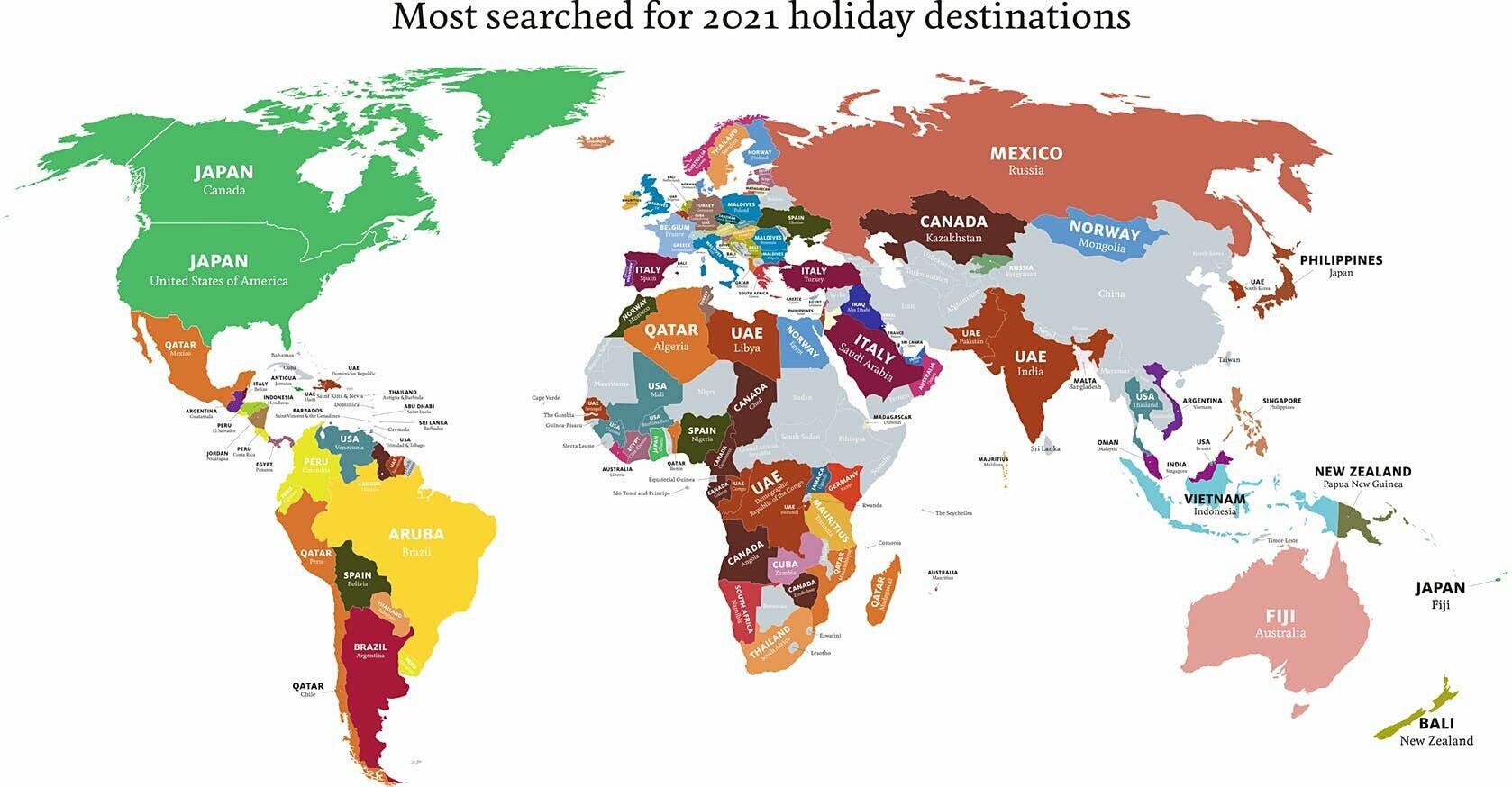 The Most Popular 2021 Destinations in UK Searches